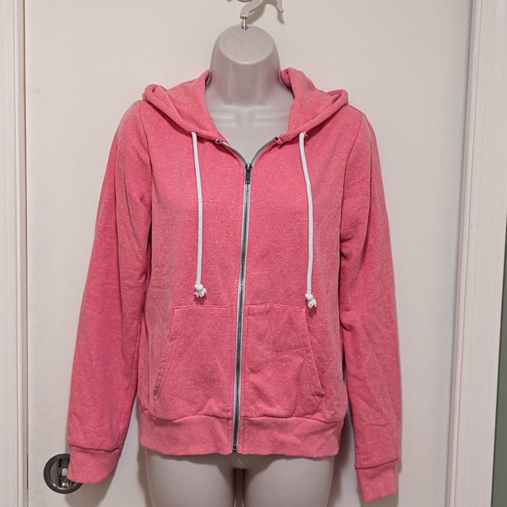 Women's H&M Divided Coral pink/orange Zip Hooded Sweatshirt Size Medium